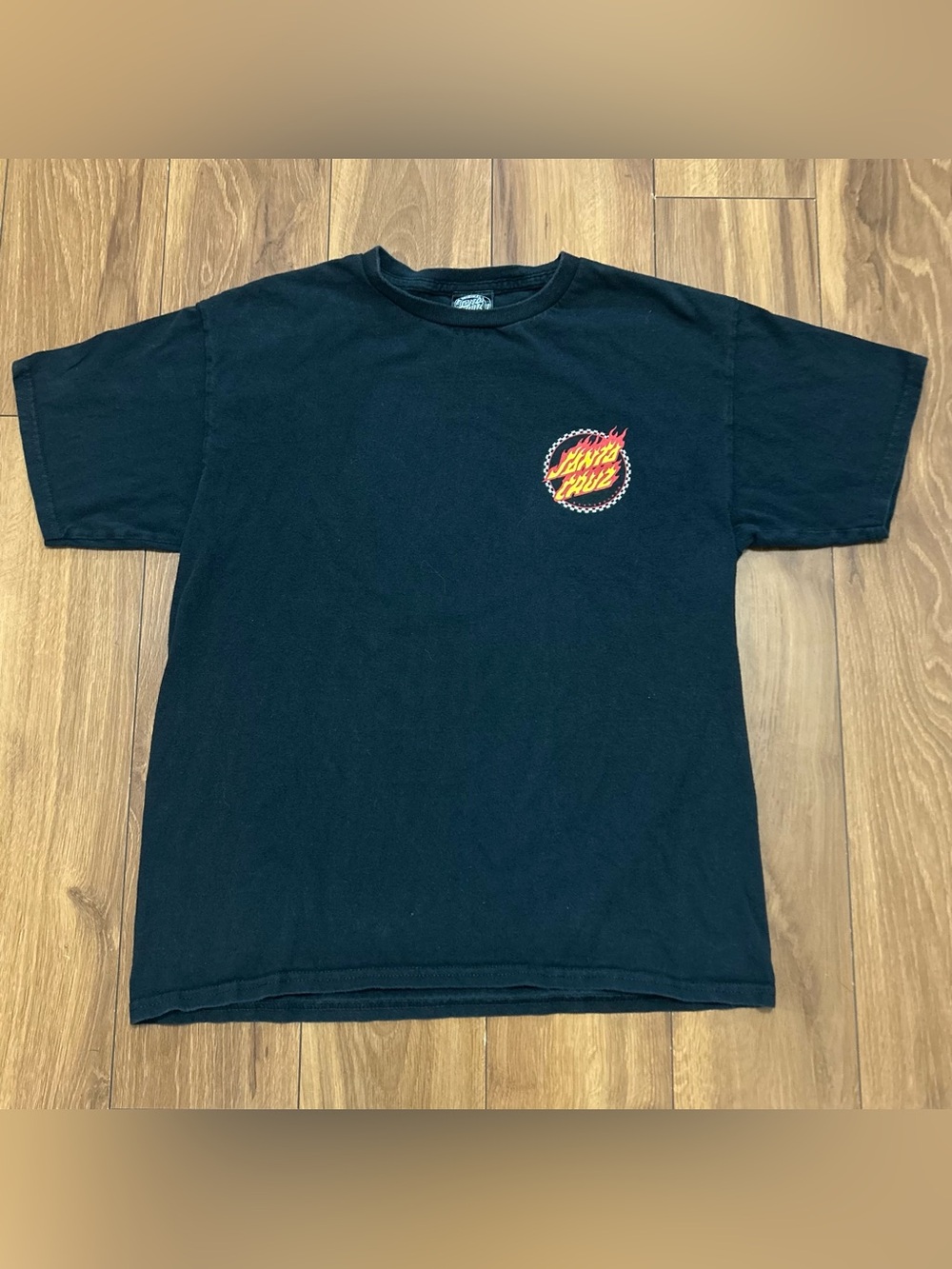 Black Santa Cruz T Shirt Mens Extra Small Fire Checker Back Graphic